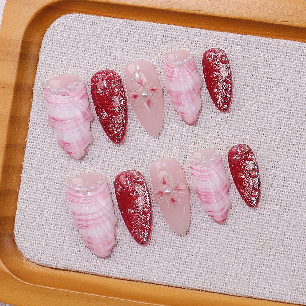 10pcs Medium Almond Handmade P - огляд і ціна Nail Art Red