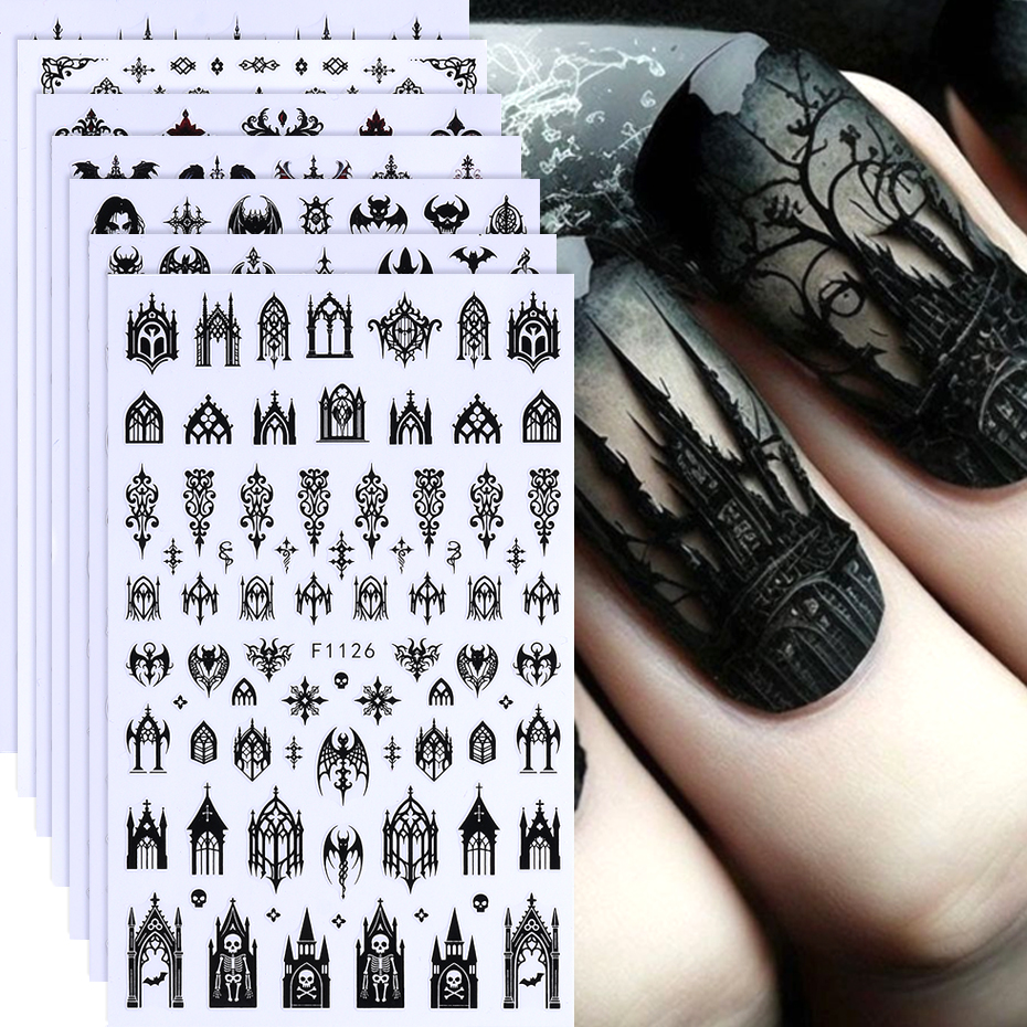 7/8pcs 3D Gothic Black Hallowe - огляд і ціна Nail Art Zelda