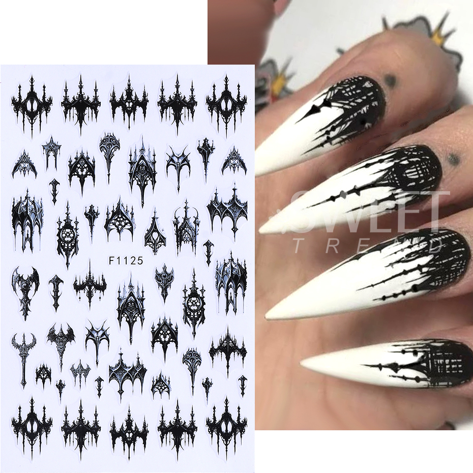 7/8pcs 3D Gothic Black Hallowe - огляд і ціна Nail Art Zelda