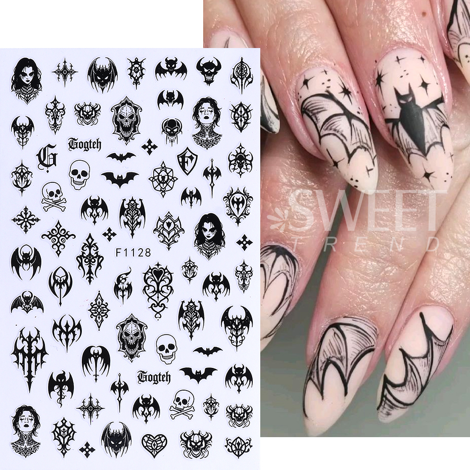 7/8pcs 3D Gothic Black Hallowe - огляд і ціна Nail Art Zelda