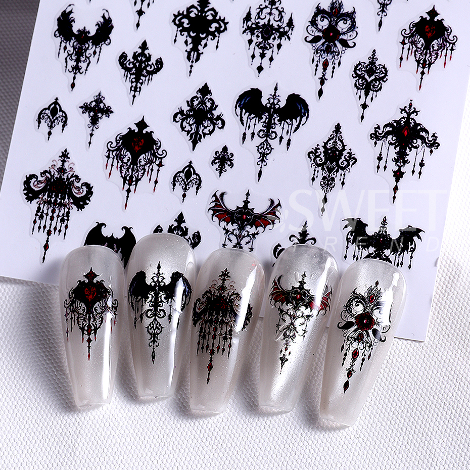 7/8pcs 3D Gothic Black Hallowe - огляд і ціна Nail Art Zelda