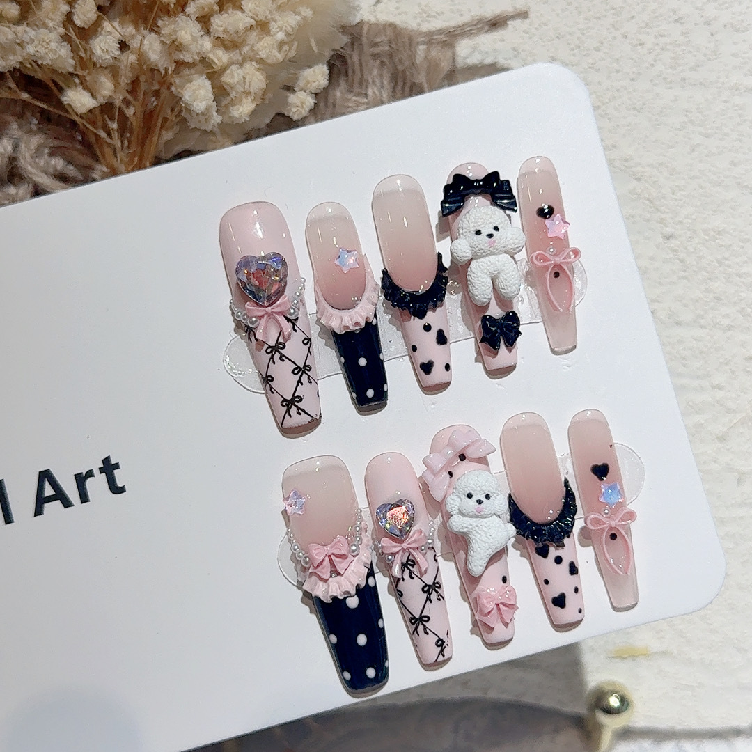 10PCS Black Lace Polka Dot Bal - огляд і ціна Nail Art French Nails