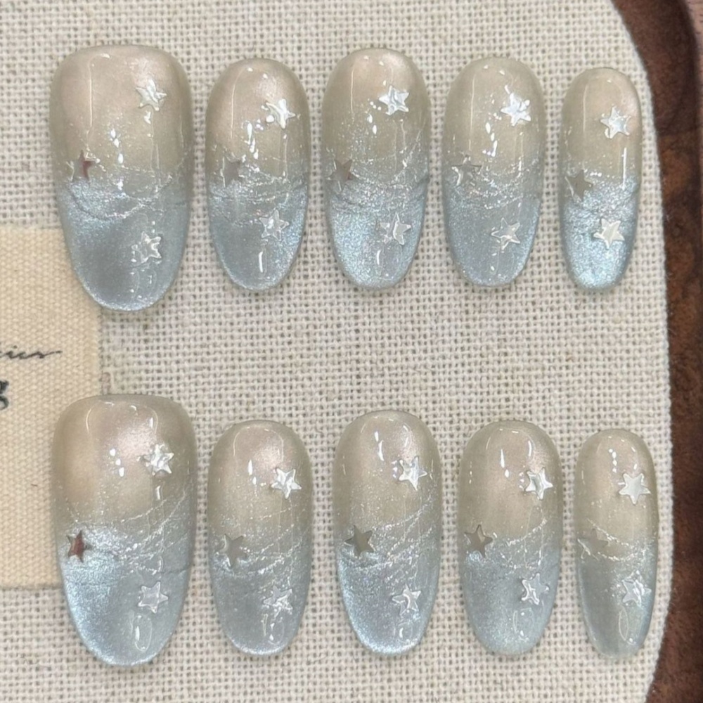 10pcs Cat's Eye Handmade Fake  - огляд і ціна Nail Art French Nails