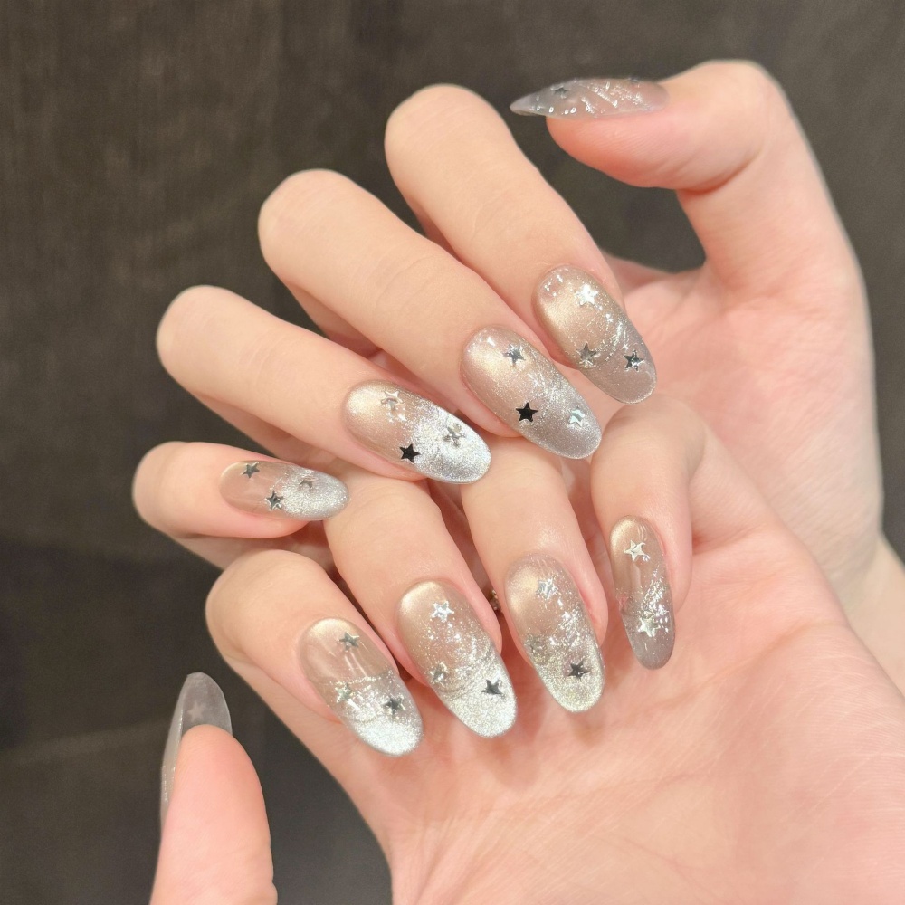 10pcs Cat's Eye Handmade Fake  - огляд і ціна Nail Art French Nails