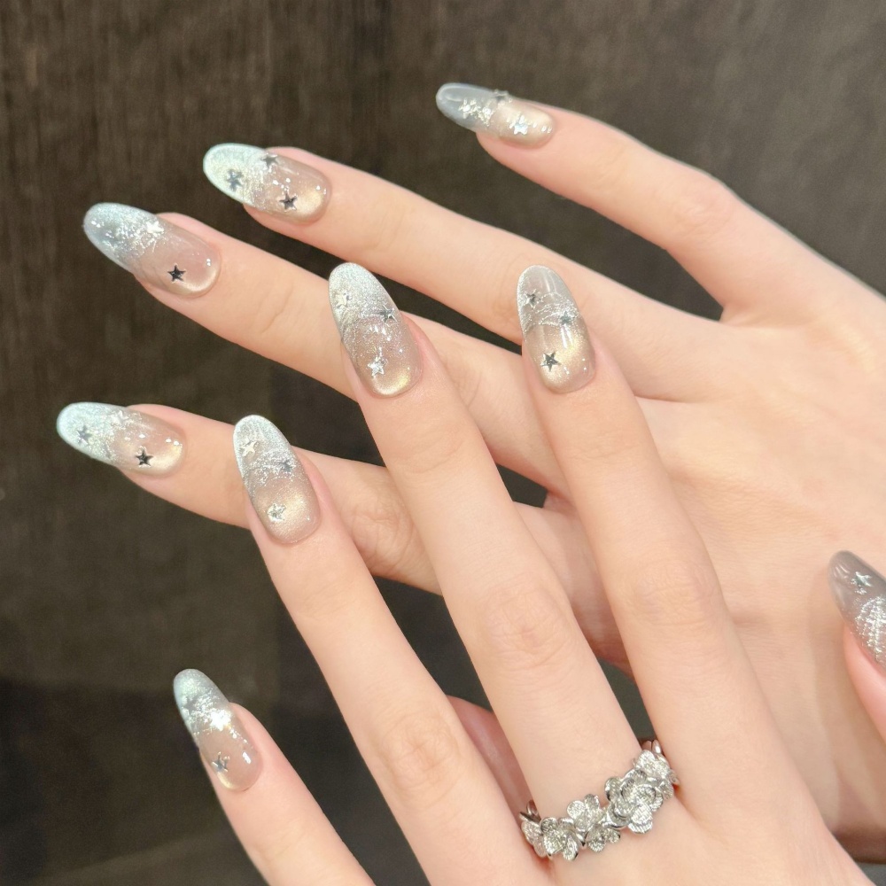10pcs Cat's Eye Handmade Fake  - огляд і ціна Nail Art French Nails