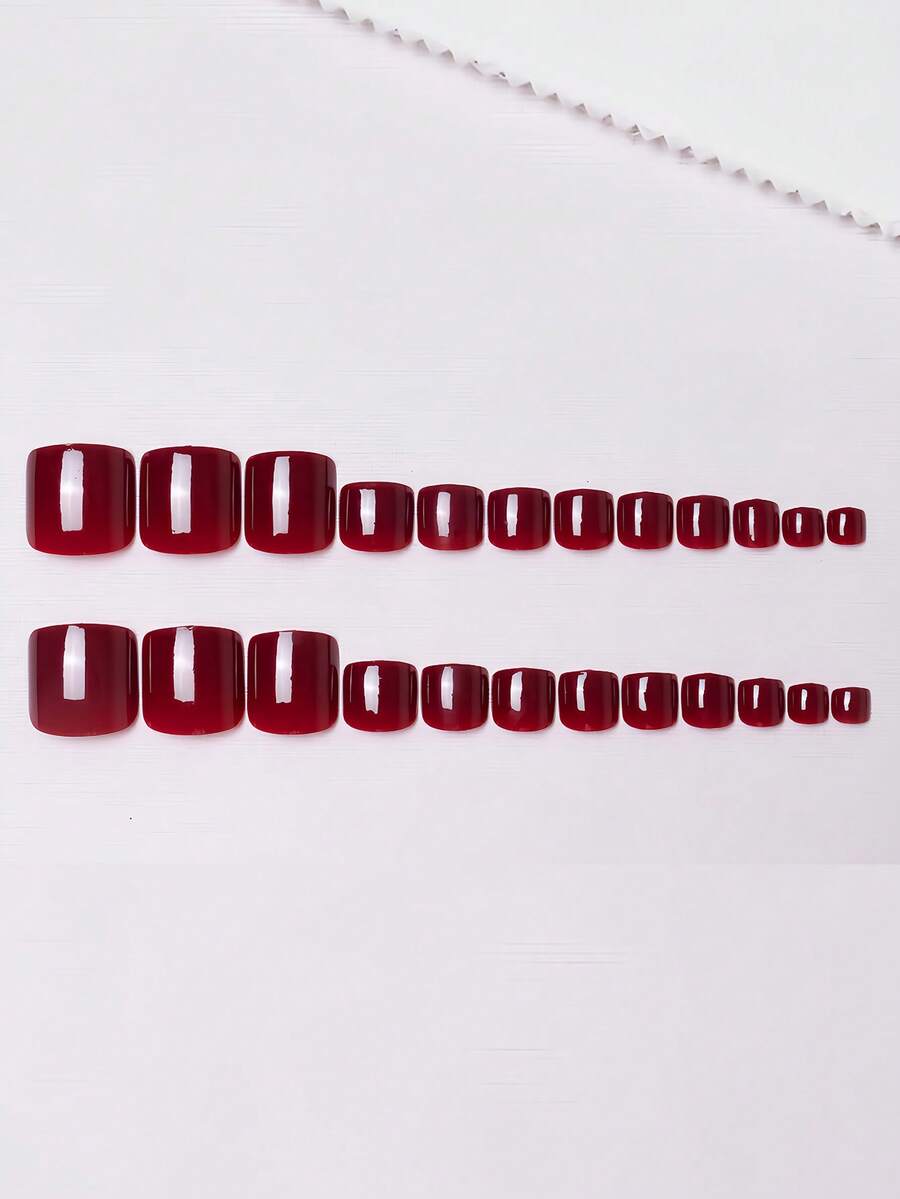 24pcs square fake toe nails fo - огляд і ціна Nail Art Red