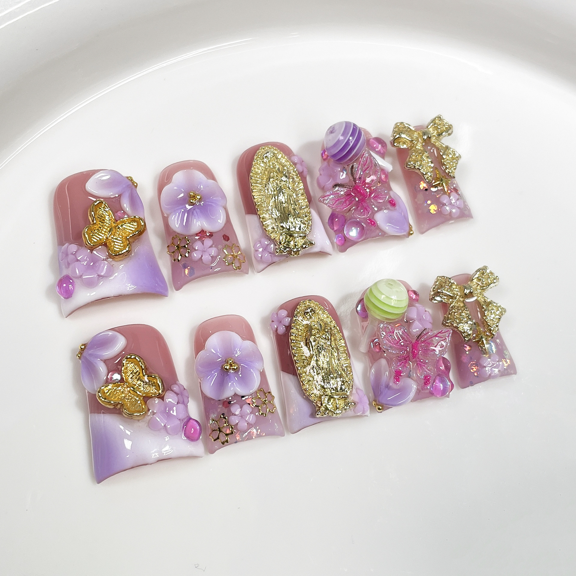 10pcs Ocean Style Fake Nails D - огляд і ціна Nail Art French Nails