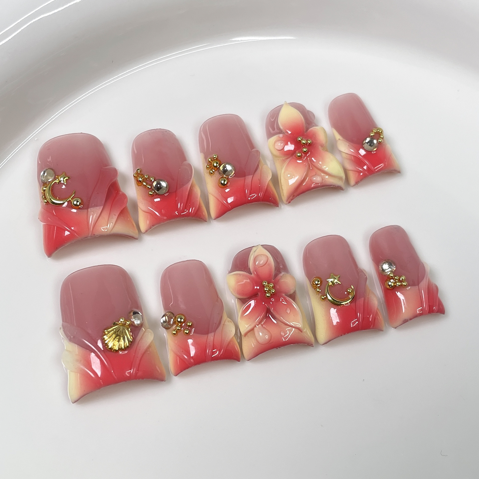10pcs Ocean Style Fake Nails D - огляд і ціна Nail Art French Nails