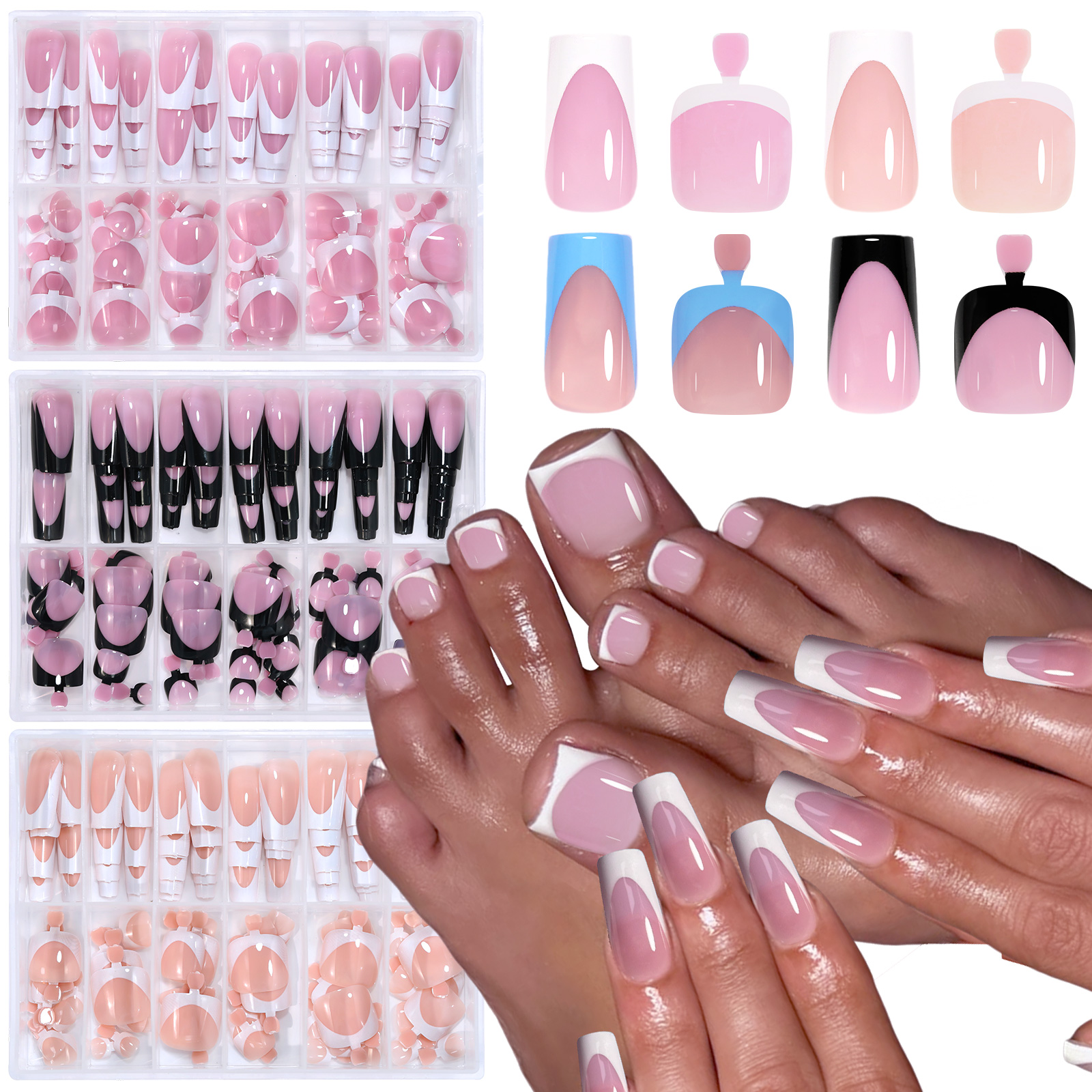 144pcs French Black Pink Hand& - огляд і ціна Nail Art French Nails