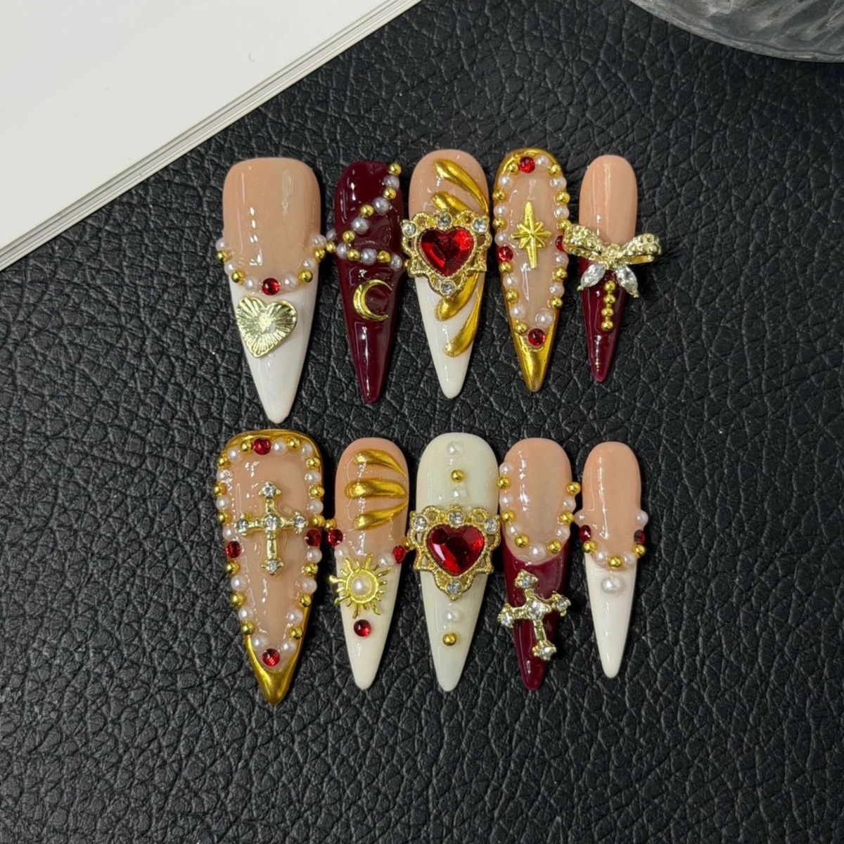 10Pcs Long Stiletto Wine Red H - огляд і ціна Nail Art Red