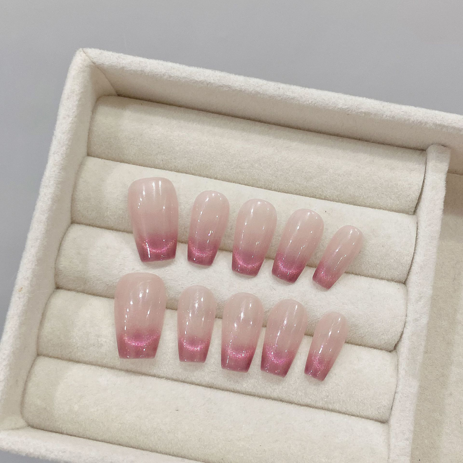 Handmade Press On Nails Pink F - огляд і ціна Nail Art Cat Eye Pink