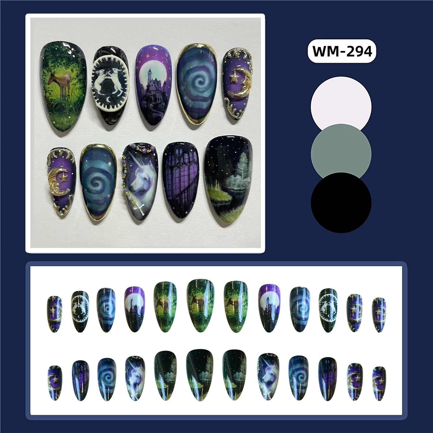 24pcs Fantasy Celestial Horse  - огляд і ціна Nail Art Maroon