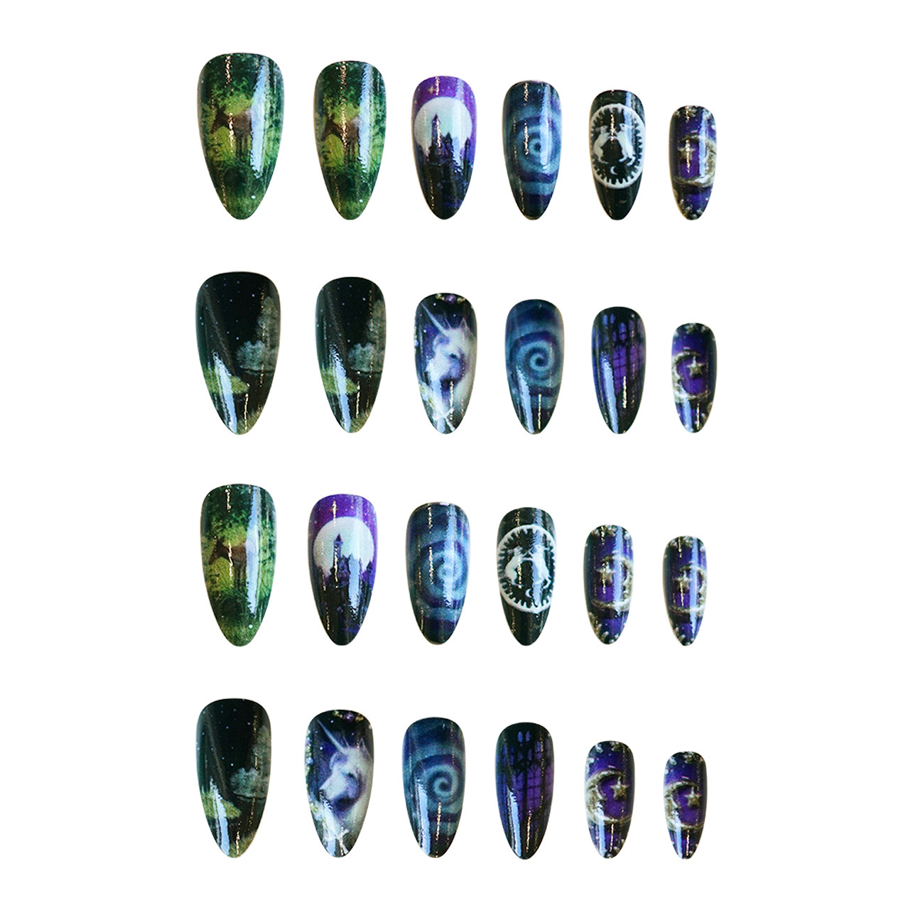 24pcs Fantasy Celestial Horse  - огляд і ціна Nail Art Maroon