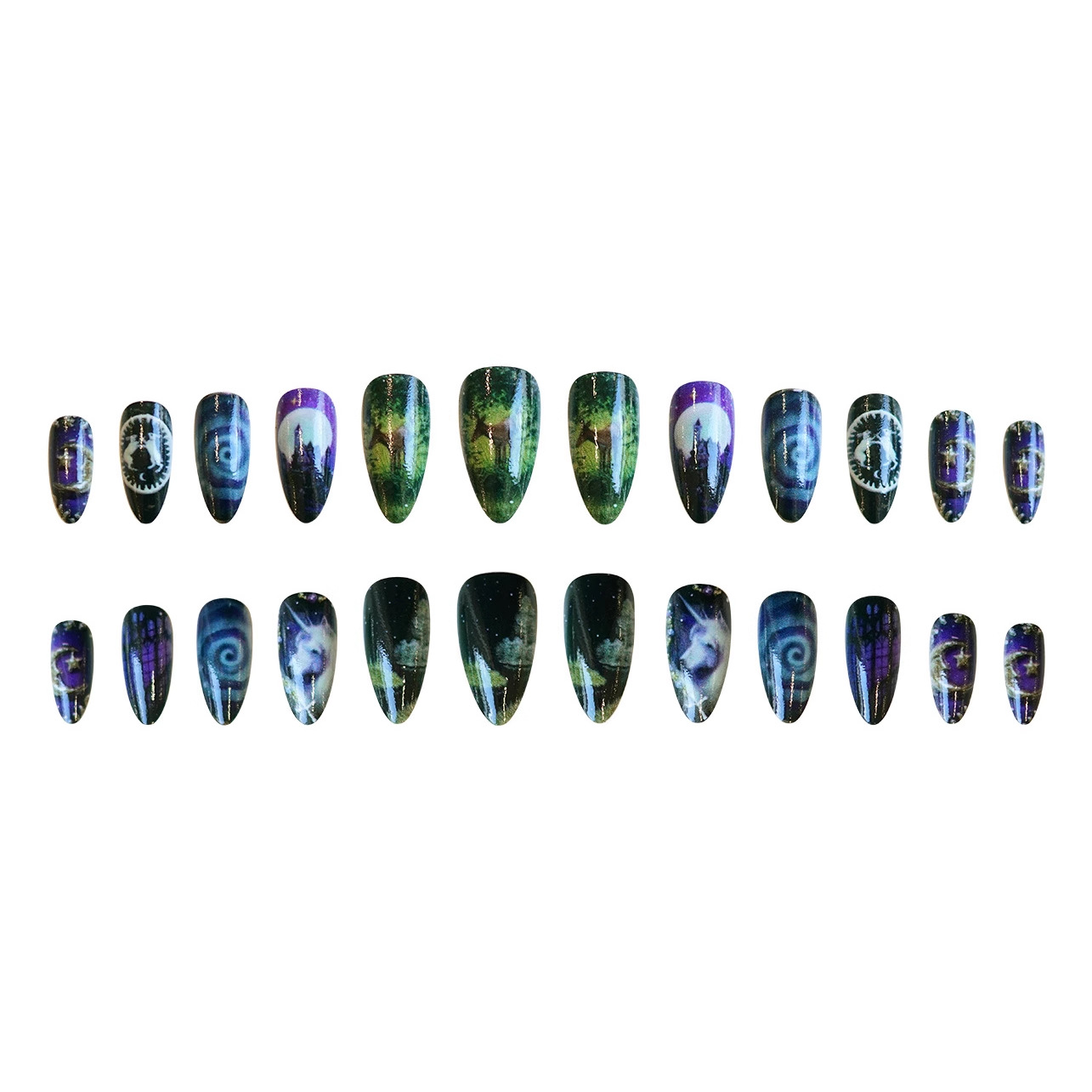 24pcs Fantasy Celestial Horse  - огляд і ціна Nail Art Maroon